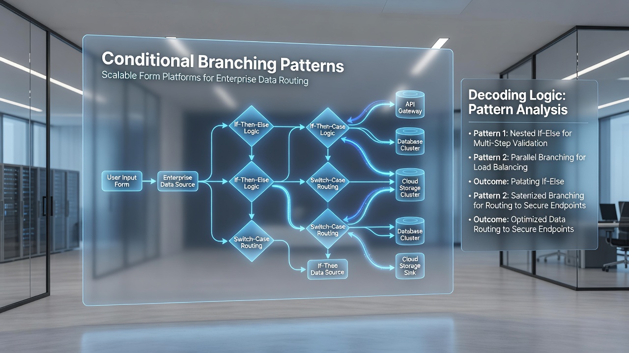 Flowchart illustrating scalable conditional logic applied to enterprise data routing scenarios